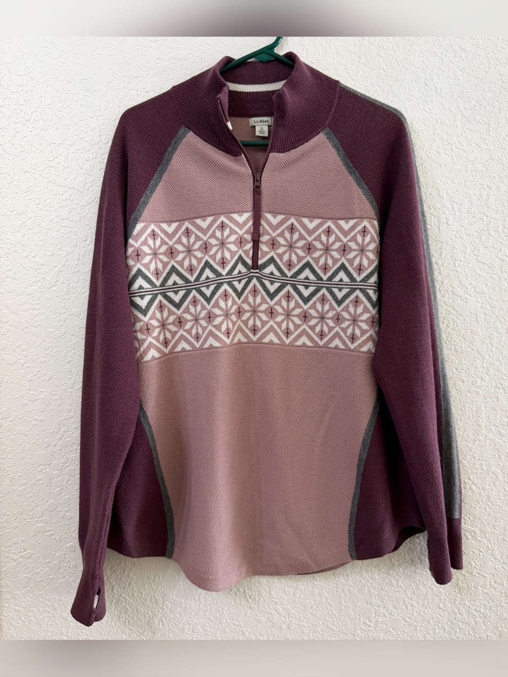 L.L.Bean Honeycomb Merino Wool-Blend Sweater Nordic Knit Pullover - XL